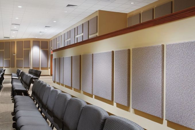 Armstrong Soundsoak 85 Soundsoak wall panels in auditorium